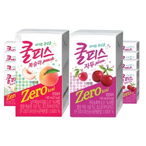 동원 쿨피스 제로 복숭아 + 자두 반반팩 140ml 24개 박스안심포장 과즙음료팩