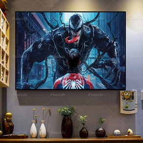 노 브랜드 Venom Spideman Mavel 영화 포스터 슈퍼 히어로 코믹 페인팅 북유럽 홈 장식 현대 거실 캔버스 벽 아트 프린트, no fame