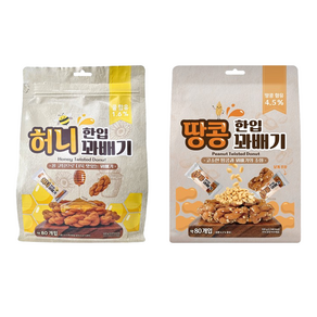 허니 한입 꽈배기 + 땅콩 한입 꽈배기 개별포장 지퍼백, 1세트, 1040g