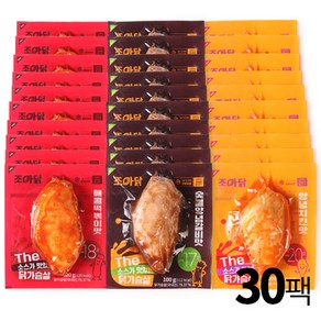 조아닭 THE 소스가 맛있는 닭가슴살 3종 혼합 100g (숫불양념갈비맛10팩+매콤떡볶이맛10팩+양념치킨맛10팩)