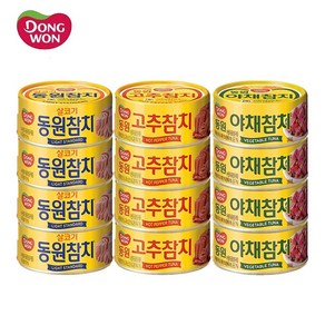 동원 살코기참치 90g 4개+고추참치 100g 4개+야채참치 90g 4개, 1세트