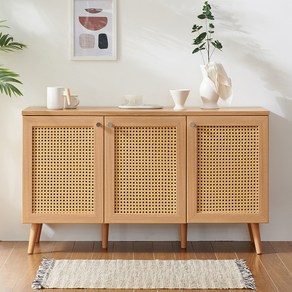 소티디자인 플란츠 라탄 다용도 수납 거실장 1200, 캄포 단품 [70-120O]