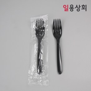 [ILYONG] 일회용 포크 CI 160mm 줄줄이 개별포장 500개 검정