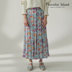 써스데이아일랜드 Thusday Island 여성 프릴단 언발 티어드 스커트T212MSK131W 마감임박!!!