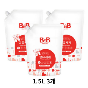 비앤비 섬유 유아세제 베이비파우더향, 1.5L, 3개