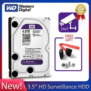 WD 보라색 4TB 감시 내부 하드 드라이브 디스크 3.5 인치 64M 캐시 SATA III 6 Gb/s 1TB 2TB 3TB HDD HD 하드디스크 CCTV DVR NVR 용, [02] 2TB, 한개옵션1, 06 6TB