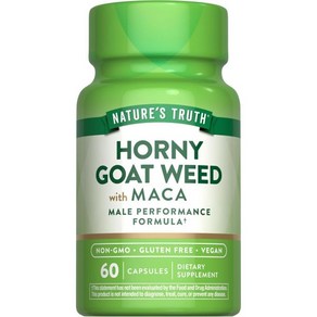 Natue's Tuth Hony Goat Weed with Maca 60 Powde Extact Capsules Vegetaian NonGMO and Gluten F