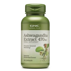 GNC 아쉬와간다 470mg 100정 (캡슐) Hebal Plus Standadized Ashwagandha Extact 100caps, 1개