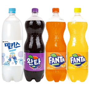 [한번에먹자] 1.5L 4종 대용량 탄산음료 세트 ( 사랑해요 밀키스 + 환타 포도 + 환타 오렌지 + 환타 파인애플 ) 사무실음료 가정용 업소 당구장 탕비실 탄산음료수