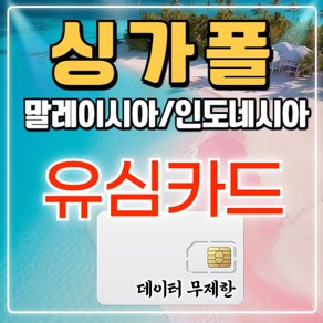 링심 싱가포르 말레이시아 코타키나발루 유심칩, 1개, 5일, 매일 1GB 소진시 저속 무제한