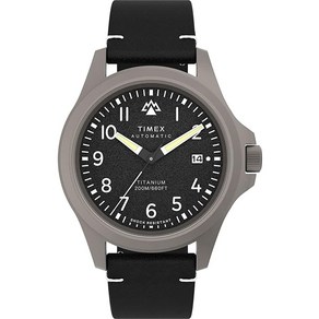 Timex 남성용 익스페디션 노스 티타늄 오토매틱 41mm 시계 - 블랙 스트랩 다이얼 케이스 블랙.