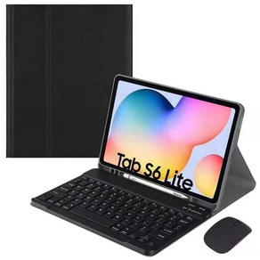 GATETOCN 적용 갤럭시 한글각인 키보드 케이스+ 마우스, 검은색, 갤럭시 탭 S6 Lite 10.4 P610