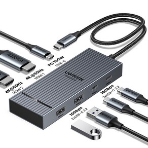 UGREEN 유그린 7/6 포트 10Gbps USB C 멀티허브 4K@60Hz USB3.2 Gen 2 도킹 스테이션, 1개, 7 in 1