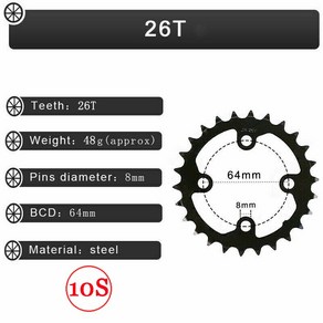 BUCKLOS 104BCD 64BCD 자전거 체인링 9/10 속도 MTB 자전거 체인휠 자전거 BMX 자전거 체인링 적합 Sam Cankset SLX XT 자전거 부품, [05] 10S 64BCD-26T, 1개