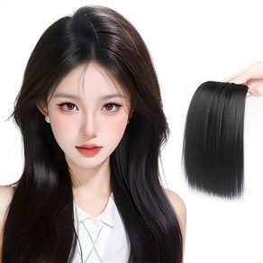 HAIRCUBE 옆머리 볼륨가발 인모 헤어 볼륨 피스 똑딱핀 부분가발 내츄럴 블랙, 1개, 10cm