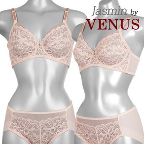 VENUS JASMIN 프리미엄 여성속옷 시스루 올레이스 풀컵 와이어 브라팬티세트 1267 BCDS