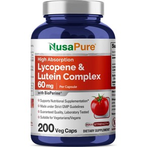 NusaPure Lycopene 누사퓨어 라이코펜 루테인 컴플렉스 토마토 추출물 60mg 200캡슐