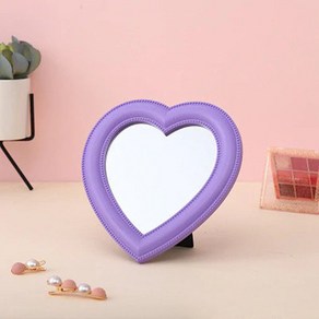 러블리 하트 거울 27x28cm 탁상 거치대 스탠드 화장대 거울, 대 퍼플(무광), 1개