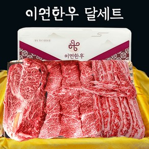 이연한우 1++ 투뿔 구이용 한우선물세트 달세트(등심+살치+갈비살), 1개, 1kg