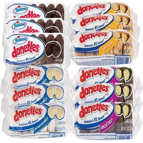 호스티스 도넛 4가지 맛 12개 묶음 Hostess Donettes 버라이어티 파우더 더블 초콜릿 크런치, 85g