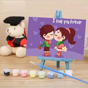 DIY명화그리기 세트 그림 색칠 유화 취미 미니, A50-아이러브유, 1개