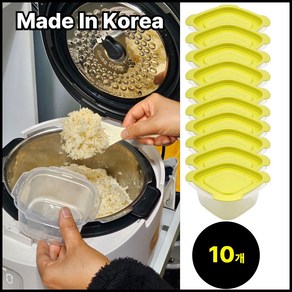 [국내생산]우리집밥보관용기 냉동밥 전자레인지용 용기 다용도 밀폐용기 290ml, 10개, 레몬라임색