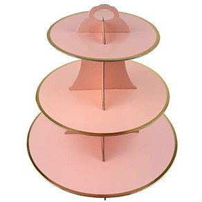 3-Tie Cadboad Cupcake Stand/Towe 1-Set (Pink) 3단 골판지 컵케이크 스탠드/타워 1세트(핑크), Pink, 7.25 x 9.6 x 12 inch, 1개