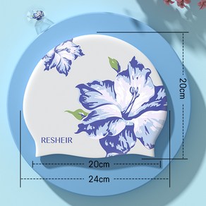 패션 실리콘 수영 모자 방수 인쇄 수영 모자 여성 대형 귀 보호 수영 모자 수영 액세서리