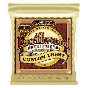 Enie Ball Eathwood 80/20 브론즈 라이트 어쿠스틱 기타 스트링 4팩 - 11-52 게이지 (P02404), Custom Light (11.5-54), 3-Pack