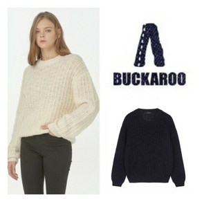 버커루 [특가전] [BUCKAROO JEANS] 공용 프리미엄 와플파일조직 굵은짜임 꽈베기 루즈핏 오버핏 니트 라운드 티셔츠