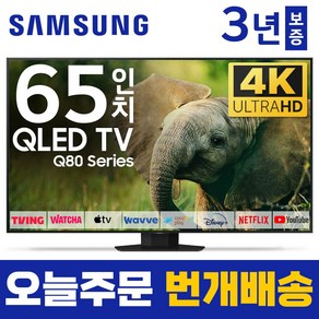 삼성 65인치 TV QLED UHD 4K 스마트 LED 티비 65Q80 유튜브 디즈니 넷플릭스, 방문설치, 스탠드형, 65인치TV