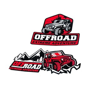 락모터스 자동차 오프로드 반사스티커 2종 OFFROAD 4X4 데칼 로고 스티커 캠핑 캐리어 캠핑카 지프 차량용, 2번OFFROAD주황(빨간), 1개