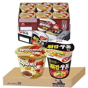 블루존 튀김우동 소컵라면 62g (6입)+짜파게티 범벅 70g (6입)