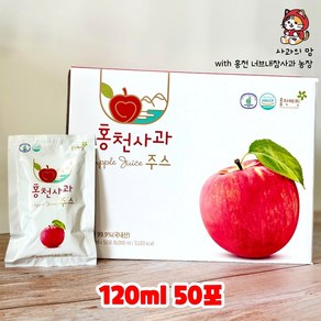 HACCP인증 홍천 너브내참사과농장 사과로만 착즙 홍천사과즙 120ml, 50포, 1박스