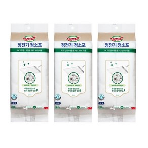 3M 스카치브라이트 정전기 청소포 대형 리필 30매 x 3개 (30매 추가증정) 기획세트, 1세트