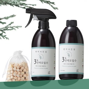 1+1 3%편백오일수 편백의진심 피톤치드 편백수 스프레이 탈취제 500ml+500ml리필+편백큐브, 2개, 500ml