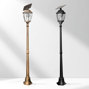 나눔조명 태양광 가로등 정원등 잔디등 LED (곡면 육각), 곡면 육각 [황동] 총 높이 1.8M (기둥1.4M)