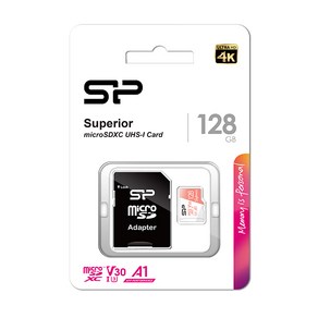 [실리콘파워]micoSDXC Supeio C10 UHS-I U3 A1 V30 128GB-SP128GBSTXDV3V20SP -, 128GB