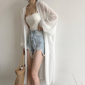 마이쏭 여성 빅사이즈 로브 숄 자외선차단 맥시시스루썸머롱가디건
