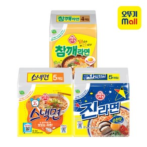 오뚜기 스낵면멀티팩1개+진라면순한맛멀티팩1개+참깨라면멀티팩1개, 14개