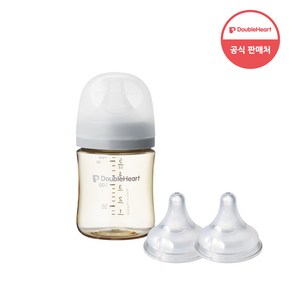 더블하트 모유실감 3세대 PPSU 모먼트 새벽그레이 160ml (젖꼭지S포함) + 젖꼭지 (2입)