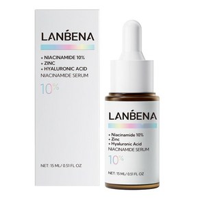 LANBENA 3중 기능성 세럼 나이아신아마이드 10% + 아연 + 히아루론산 세럼 민감성 피부 고농축 에센스 모공케어 고보습 15ml, 1개