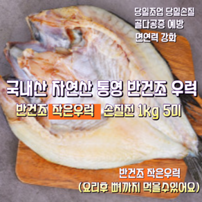 [산지직송] 국내산 자연산 통영 거제 반건조 우럭 손질전 1kg 5미 반건조 요리후뼈까지드실수있어요 1박스, 통영 반건조우럭  손질전 1000g 5미