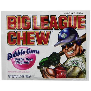 공식 Big League Chew 오리지널 버블 껌 + Big League Chew 정품 씰이 있는 파우치 1개, 60g