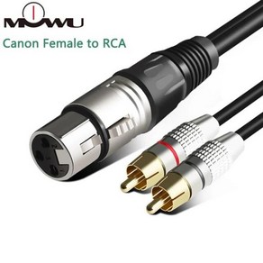 MOWU 오디오 RCA 케이블 수-2 ca 3 핀 수-암 캐논 앰프 믹싱 플러그 AV 케이블 듀얼 XLR-듀얼 RCA 케이블, 02 Female to 2 XLR_06 1m, 1개