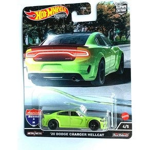 DieCast Hot Wheels 20 닷지 차저 헬캣 (라임 그린) - 자동차 문화 미국 장면 4\/5 (프리미엄 1:64 스케일), 한개옵션0, 1개