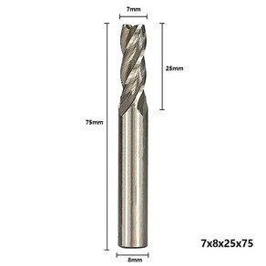 XCAN-HSS 밀링 커터 4 플루트 엔드 밀 1.5-13mm CNC 기계 공구 라우터 비트 금속 알루미늄, [02] 7xD8x25x75L, 1개