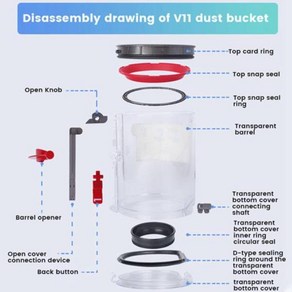 다이슨 호환 상단 고정 씰링 링 V11 SV14 SV15 진공 청소기 먼지 통 쓰레기통 교체 부착 부품