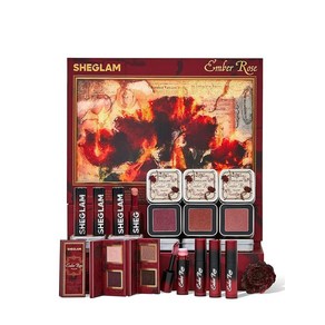 SHEGLAM Ember Rose Collection 발렌타인 선물 핑크 립글로스 블러쉬 립스틱 아이섀도우 메이크업 키트 레드 컬렉션