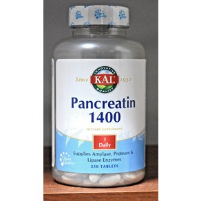 KAL 판크레아틴 1400 250정 아밀라제 프로테아제 및 리파제 효소, 1개
